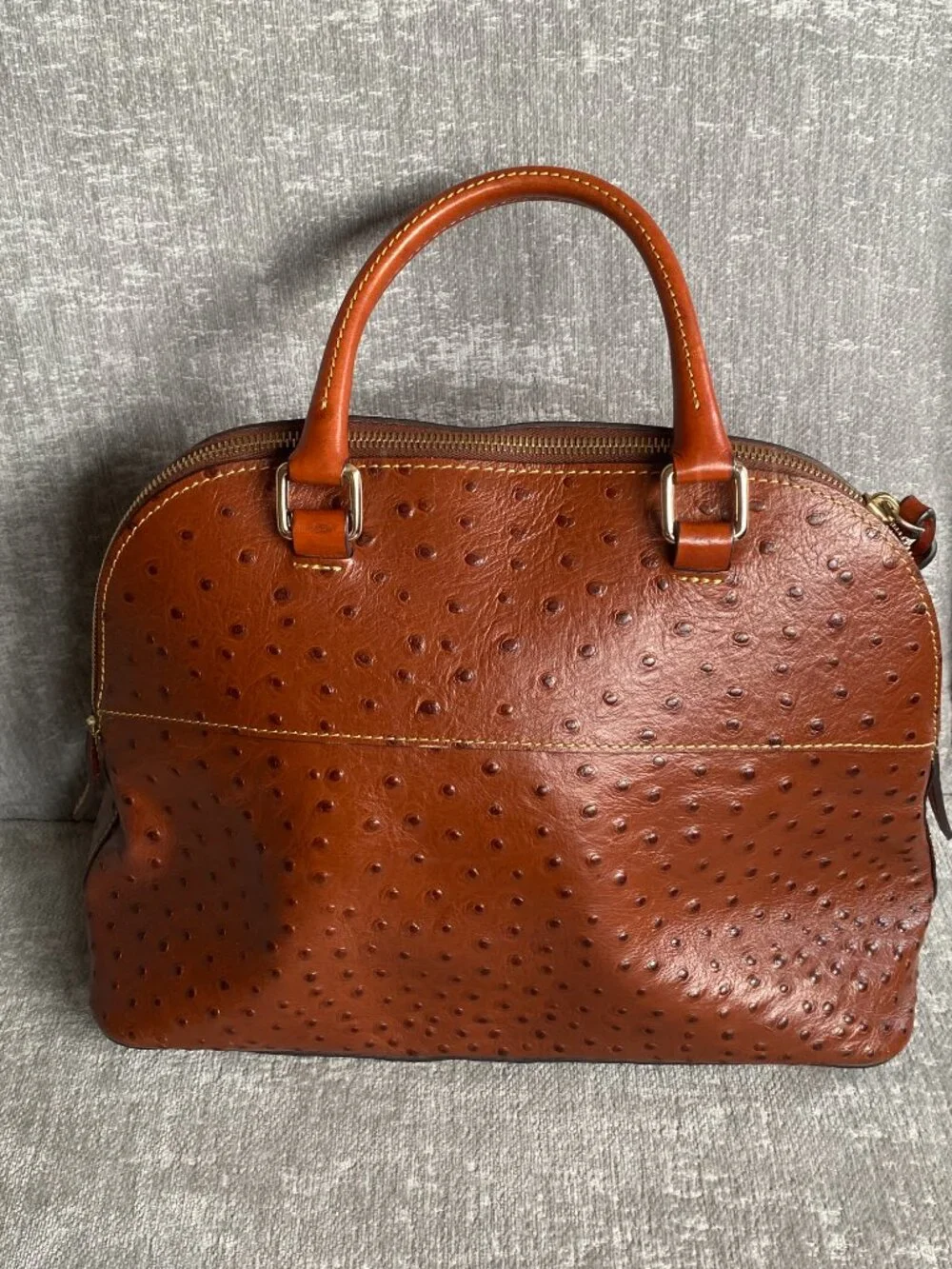 Dooney & Bourke Ostrich Embossed Leather Domed Zipped Satchel